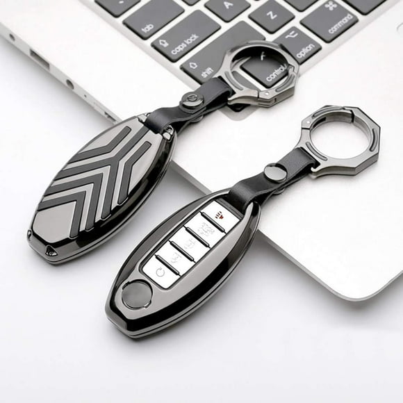 ontto Metal Key Fob Cover with Keychain Prevent Scratches Key Portector Holder Skin Keyless Fit for Nissan Altima Maxima Murano Armada Gt-r Sentra Rogue Pathfinder Black(1 keyciver&1 Keychain)