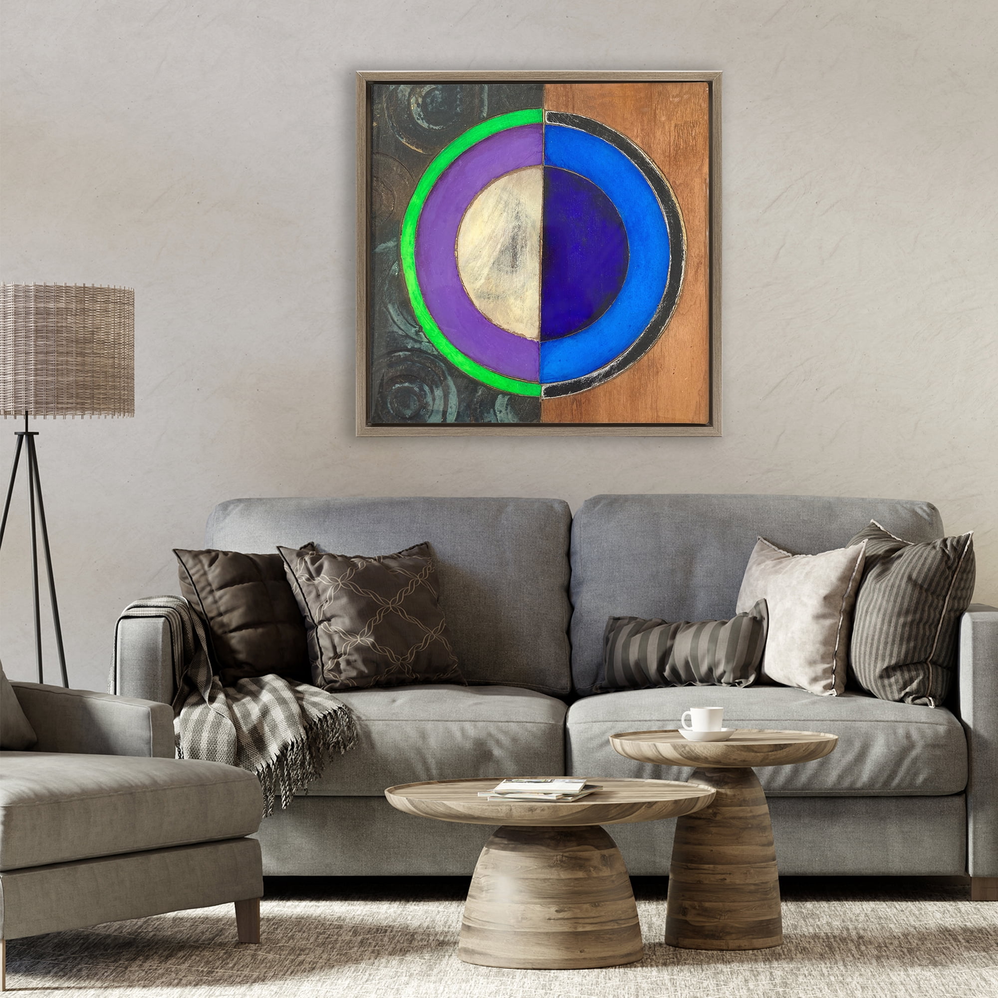 Stupell Industries Rustic Circular Balance Brown Framed Floater Canvas Wall Art, design by Matthew Finger