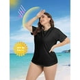 thumbnail image 4 of TIYOMI Plus Size Rash Guard Tops For Women Surfing Swim Shirts Black Pink Raglan Short Sleeve Pullover UPF 50+ Sun Swimsuit Tops XL 14W 16W, 4 of 6