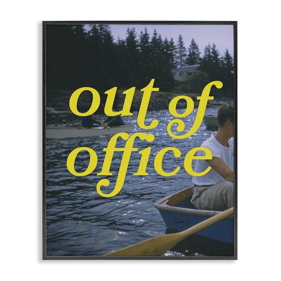 Stupell Industries Out of Office Lake View Quotes and Sayings Painting Black Framed Art Print Wall Art, 11 x 14