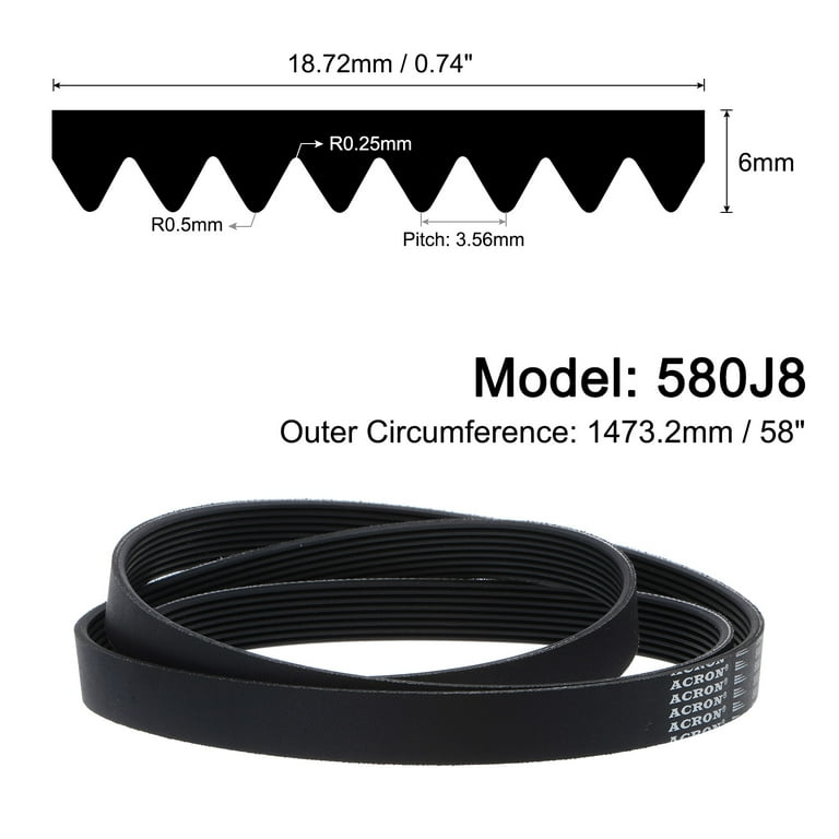 580J8 PJ V-Ribbed Belt 8 Ribs 58