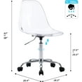 thumbnail image 7 of HOMEFUN Clear Desk Chair, Acrylic Rolling Armless Vanity Swivel Height Adjustable Ghost Molded Plastic Home Office Chairs with Wheels, Clear, 7 of 7