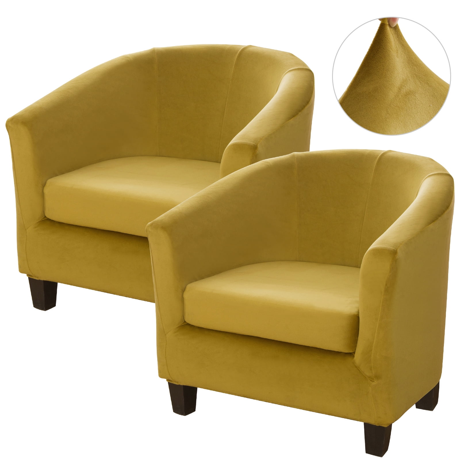 SHANNA Velvet Tub Chair Covers, 2 Pieces Stretch Modern Armchair