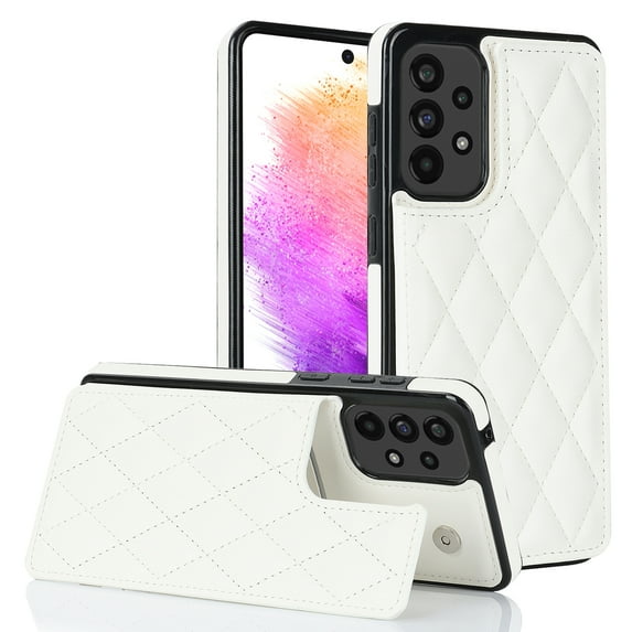 Nalacover Wallet Case for Samsung Galaxy A53 5G, RFID Blocking Card Slots Holder PU Leather Fashion Back Flip Cover with Kickstand Magnetic Buttons Shockproof Case for Samsung Galaxy A53 5G,White