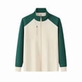 thumbnail image 2 of Womens Casual Jacket Full Zip Long Sleeve Hoodless Sport Sweatshirt Coat Color Block Fall Outwear with Pockets (3XL, Army Green), 2 of 2