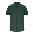 thumbnail image 5 of LODIENY Mens Short Sleeve Dress Shirts Wrinkle Free Casual Stretch Button Down Business Shirts Summer Untucked Dress Shirt Wedding Prom Tops Army Green L, 5 of 7