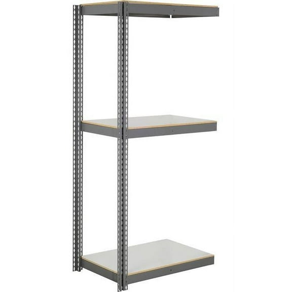 Global Industrial ABD18367L3 3 Shelf Extra Heavy Duty Boltless Shelving Add On - Laminate Deck, Gray - 36 x 18 x 72 in.