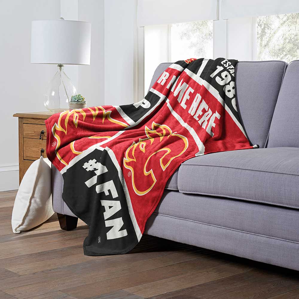 Calgary Flames NHL Colorblock Personalized Silk Touch Throw Blanket, 50" X 60"
