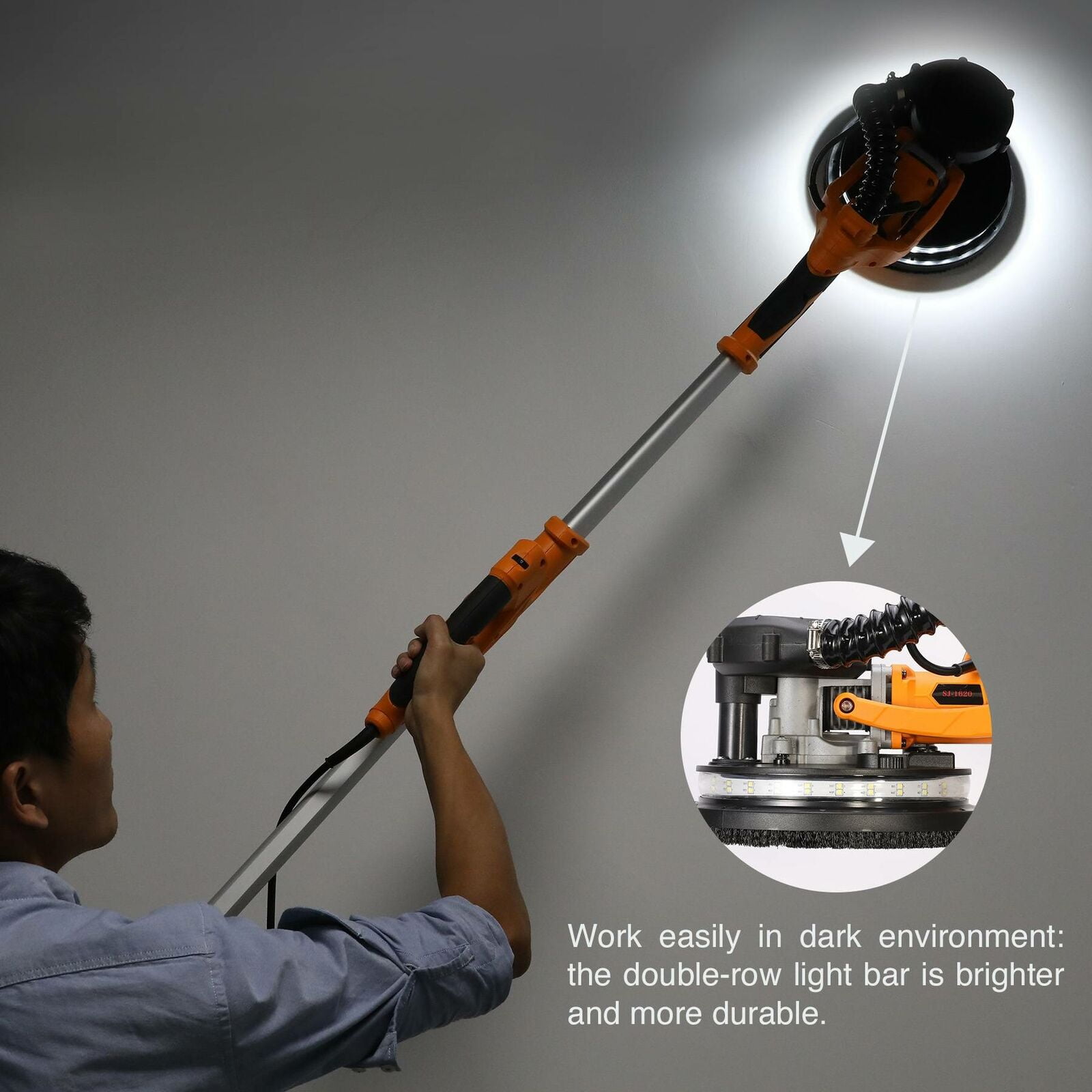 850W Drywall Sander 5-Speed Adjustable Speed with Integrated Vacuum System 