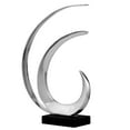 thumbnail image 2 of Modern Day Accents Oleada, Abstract, Sculpture, Aluminum, Silver, Black Base, Ocean Wave, Modern, Tabletop, Art, 12" x 4" x 18, 2 of 2