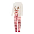 thumbnail image 4 of SUNSIOM Ensemble de Noël Assorti pour la Famille Imprimé Élan Manches Longues Col Rond Hauts/pantalons Rayés, 4 of 10