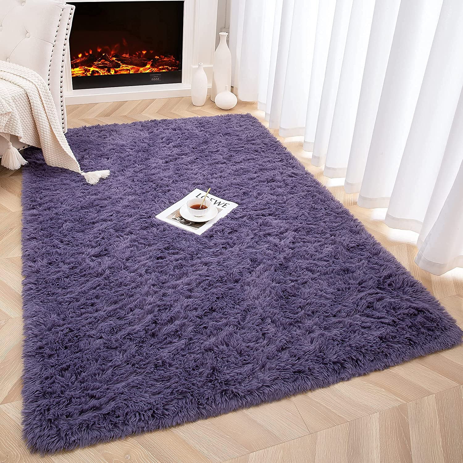 Dropship Long Plush Carpet Fuzzy Wool Floor Mat Multicolor Double