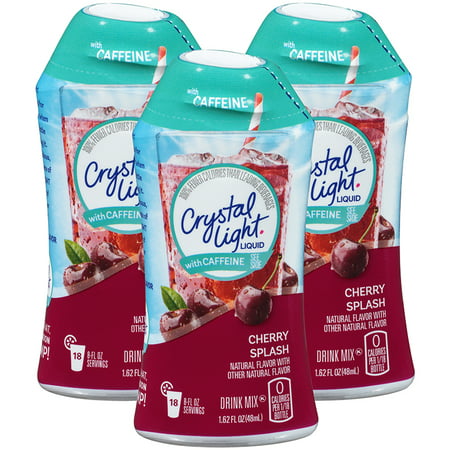 (12 Pack) Crystal Light Liquid Cherry Splash with Caffeine Drink Mix, 1.62 fl oz