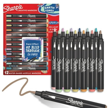 Sharpie Creative Markers, Earth Tones, Water-Based Acrylic Markers, Bullet Tip, Assorted Colors, 12 Count