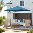 thumbnail image 2 of Outsunny 8'x8' Square Patio Hanging Offset Umbrella w/ Cross Base Navy Blue, 2 of 10