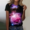 thumbnail image 2 of Women's T-shirts Women's Starry Galaxy Shirt 3D Galaxy Print T Shirt Glitter Shirt Fashion Starry Summer Shirt Round Neck Short Sleeve Top Carnival Outfit T-shirts, 2 of 4