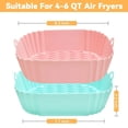 thumbnail image 3 of 2 Pack Air Fryer Silicone Liners, ORFELD Reusable 8.3 inch Air Fryer Silicone Pot Baking Basket Square Airfryer Liners for 4-6 QT, 3 of 11