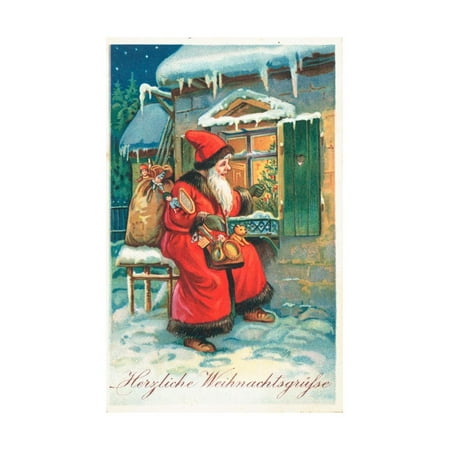 Father Christmas Wall - Father Christmas Print Wall Art By German School