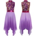 thumbnail image 2 of Oyolan Robe de Danse Sans Manches à Sequins pour Filles, Tunique de Culte Irrégulière pour Église, Violet 10, 2 of 6