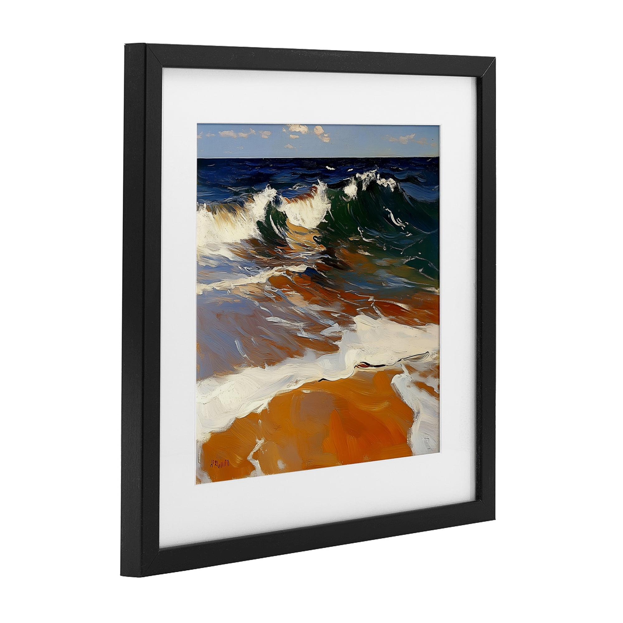 Stupell Industries Glassy Wave Break Black Framed Print Under Glass, design by Walker Noble