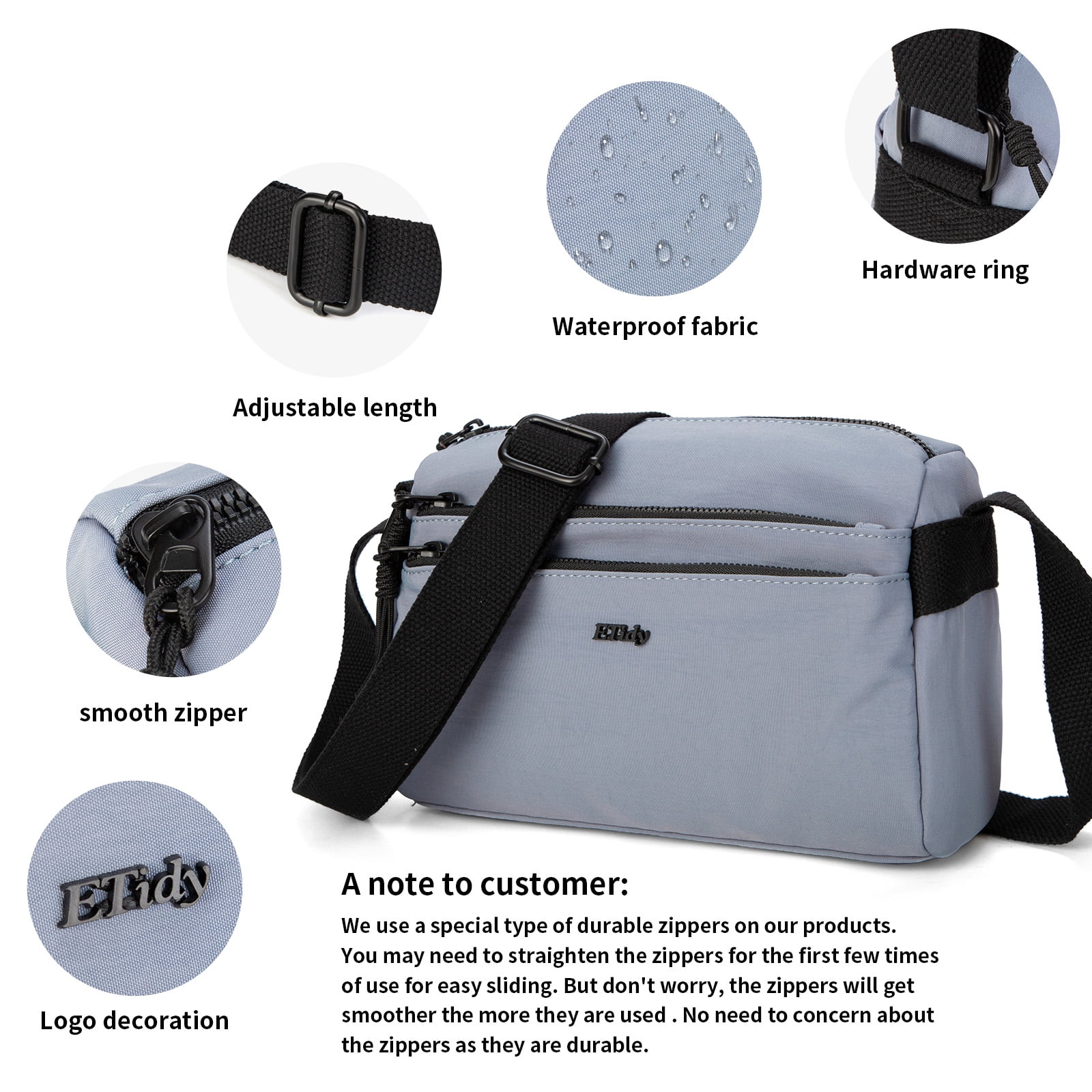 ETidy Nylon Crossbody Bag For Women Waterproof Lightweight Casual Shoulder  Bookbag Purse Hobo Bag（Beige） 
