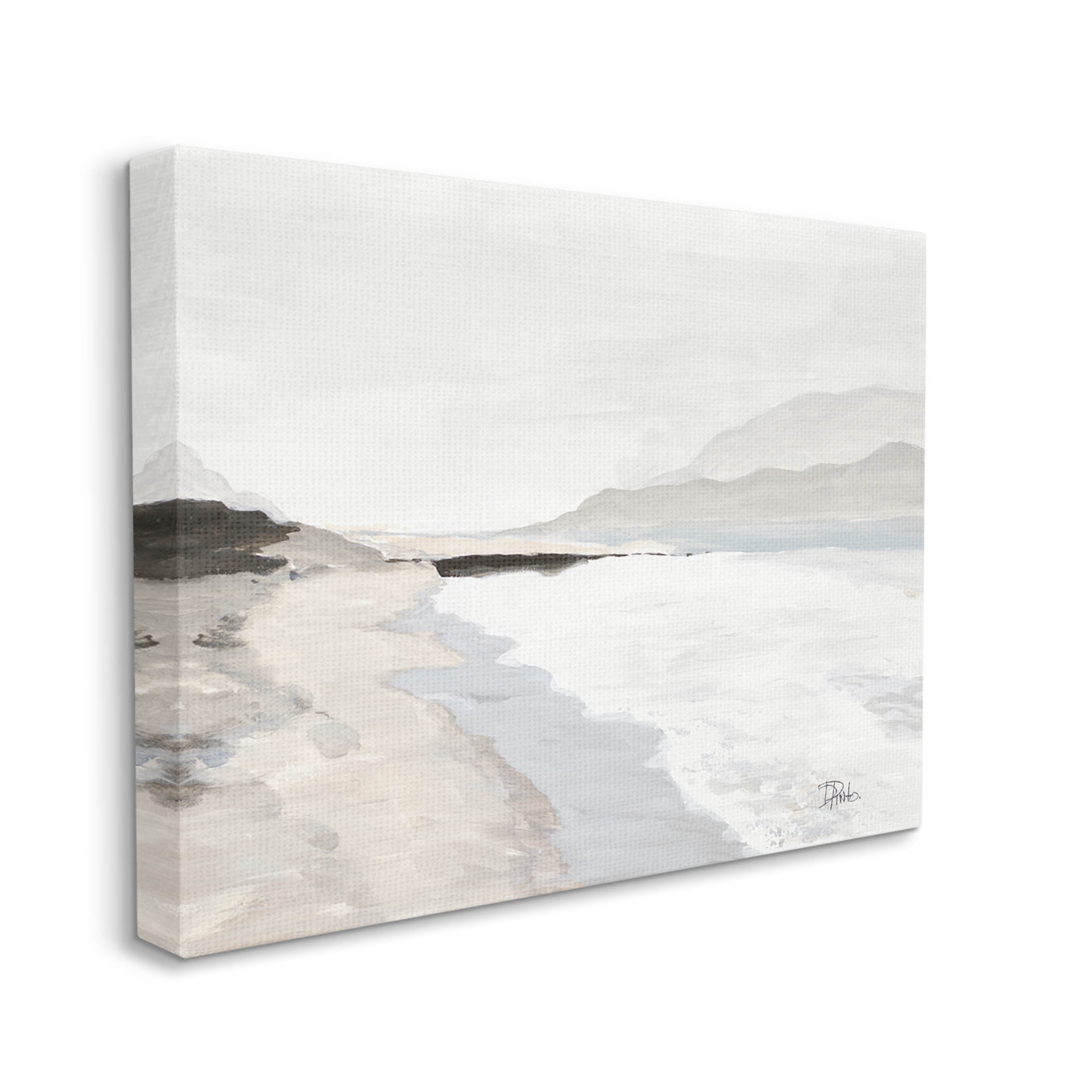 Beach Foam Coastal Shore Coastal Painting Gallery Wrapped Canvas Print Wall Art