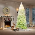 thumbnail image 3 of 7.5 ft Christmas Tree,Snow Flocked Pencil Christmas Tree, Slim Artificial Christmas Tree with Sturdy Metal Stand,Space-Saving Design for Home and Office Decor,Green Gradient, 3 of 9