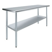 AmGood 72" Long x 24" Deep Stainless Steel Work Table | Metal Work Bench Utility | Work Station