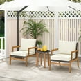 thumbnail image 4 of Gymax 3 PCS Patio Chair Set Wicker Chair & Side Table Set w/ Tempered Glass Tabletop, 4 of 10