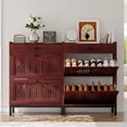 thumbnail image 3 of 2-Door Flip Front Shoe Cabinet with Adjustable Shelves – Hidden Entryway Storage Organizer for Hallway, Foyer, Living Room – Freestanding Wooden Shoe Rack with Large Capacity & Modern Design, Walnut, 3 of 7