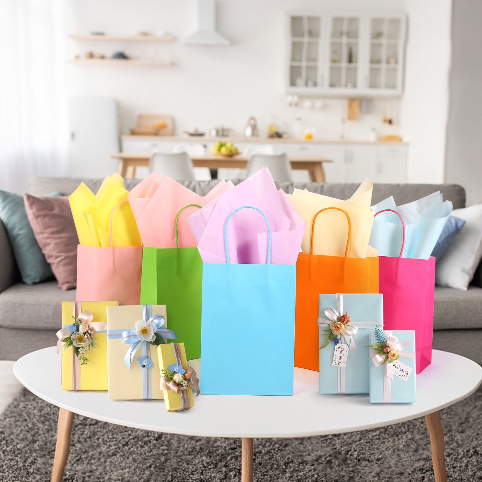 Naler Craft Tissue Paper Bulk, 20" x 24" 60 Sheets 12 Colors Rainbow Wrapping Tissue Paper for Gift Bags, Bouquets Wrapping, Birthday, Wedding, Party Decor