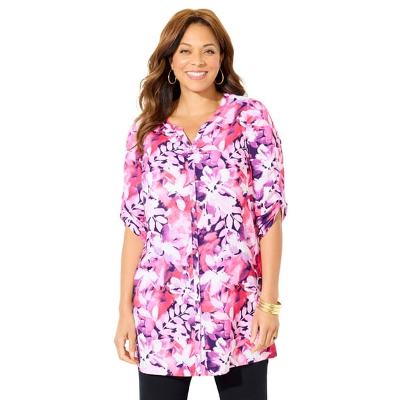 Catherines Women's Plus Size Petite Uptown Tunic Blouse