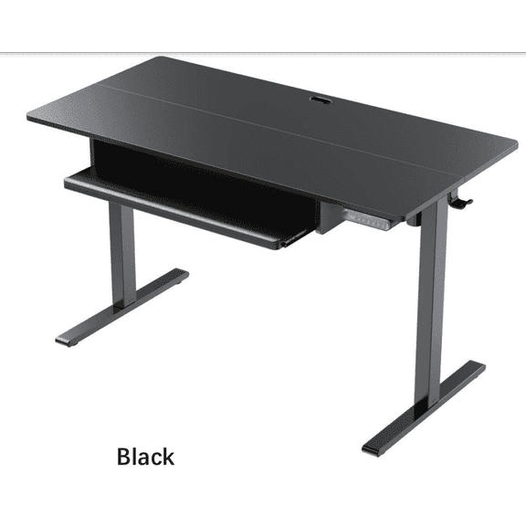 Kyspho 48" x 24" Electric Standing Desk with Keyboard Tray Adjustable Sit Stand up Desk with Headphone Hook & 4 Height Memory Pre-Set Black
