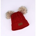 thumbnail image 2 of GRNSHTS Toddler Kids Boys Girls Beanie Woolen Hat Solid Color Winter Warm Double Pom Pom Cap for 1-3 Years Old Red, 2 of 5
