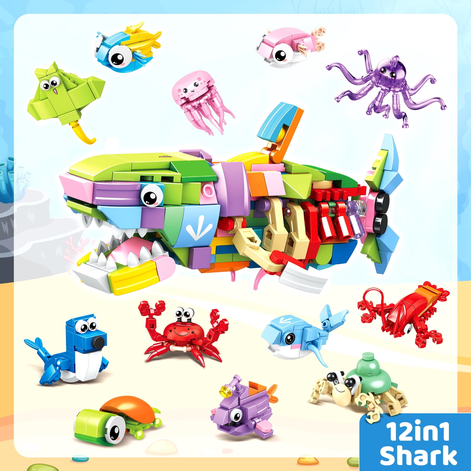 WLBES Party Favors, Classroom Rewards, Goodie Bag Stuffers | 36PCS Mini Animal STEM Building Blocks, 3 Themes 12-in-1 Combine Set for Kids Ages 3+