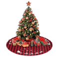 thumbnail image 3 of Falda para árbol de Navidad OWCRNEF, color rojo y negro, diseño de búfalo, 48 pulgadas, 3 of 8