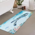 thumbnail image 5 of Sea Turtle Bathroom Rug, Nautical Turtle Non Slip Bath Mat with Underwater Seashell Bathroom Accessories Shower Mat Marine Animals Blue Ocean Kitchen Rug Non Slip Mat Soft for Toilet Tub RV(17"X48"), 5 of 5