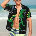 thumbnail image 7 of Gukieu Space Dino Cartoon Black Print Men's Short-sleeved Shirts, Button-down Lapel Hawaiian Shirts, T-shirts, Beach Vacation Summer Casual Wear,Small, 7 of 7