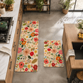 Boho Floral Flax Kitchen Mat Set of 2, Modern Farmhouse Bohemian Runner ...