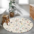 thumbnail image 4 of Round Area Rug 3 Ft, Middle Century Washable Non-Slip Circle Carpet for Living Room/Bedroom, Geometric Modern Abstract Vintage Low-Profile Small Floor Mats Collection Rugs for Indoor, 4 of 7