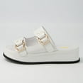 thumbnail image 2 of FSJ Women Round Open Toe Slides Sandals Comfortable Outdoor Thick Sole Slip On Platform Sandals Footbed Casual Summer Shoes Size 5.5 White, 2 of 4