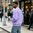 thumbnail image 4 of Delconic Men's Crewneck Sweatshirt - Basic Long Sleeve Pullover for Casual & Athletic Wear Light Purple M, 4 of 6