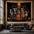 thumbnail image 6 of Skeleton Jazz Band on Black Stage with Pumpkins, Moody Gothic Style for Skeleton Decor Fans, Spooky Wall Decor Halloween Gift, Tapestry Wall Hanging for Bedroom and Dorm, 6 of 7