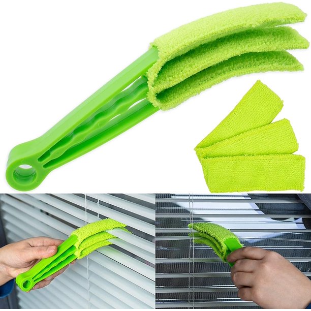 Cepillo de Limpieza para Persianas, Estores y Lamas - Juego de 1 + 1 Cepillos Compactos para el Hogar - Cepillo de Limpieza para Persianas Venecianas - Cepillo de Limpieza para Lamas -