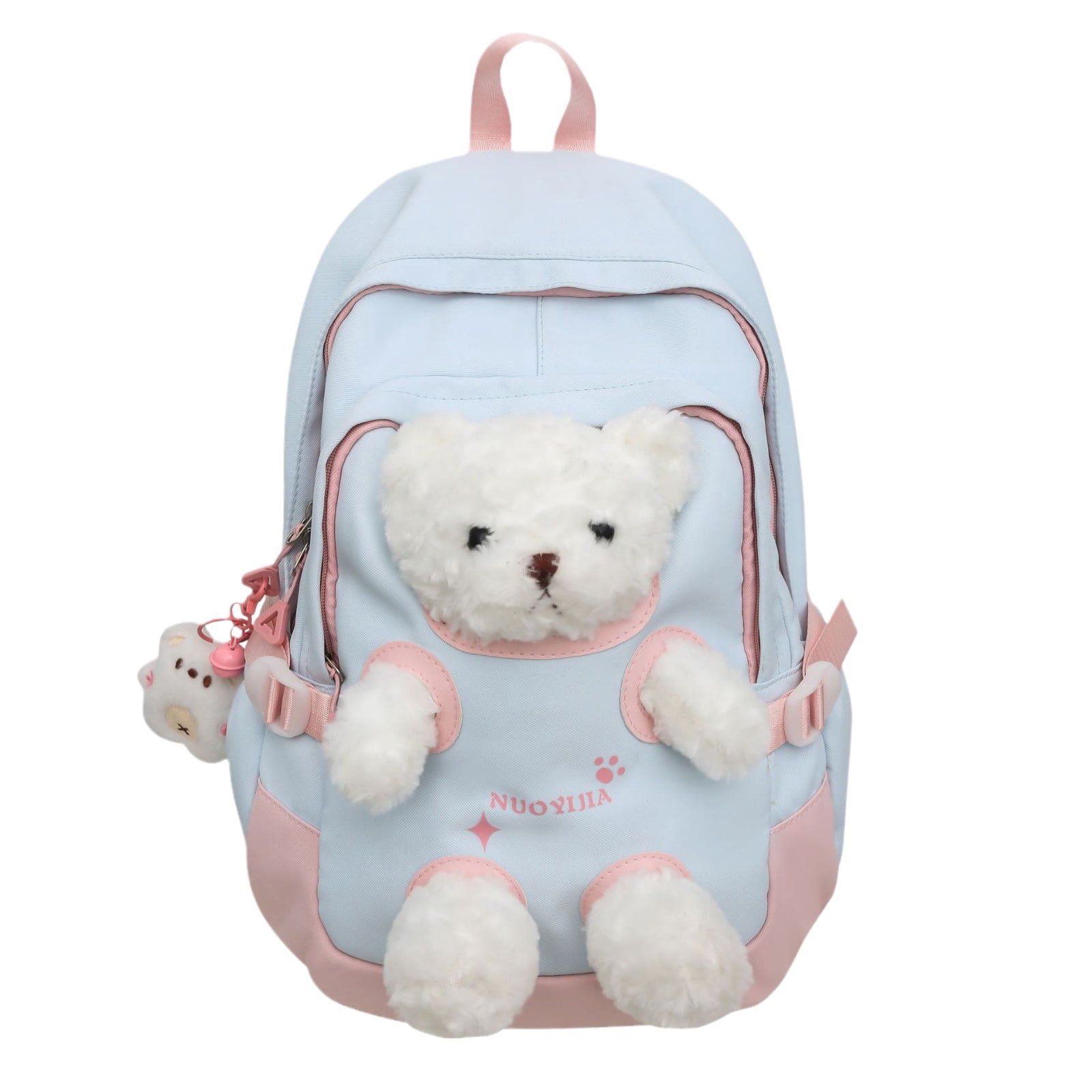 Cute Kawaii Backpack, 3D Bear Plush Backpack, Detachable Bear Backpack, Nylon Ita Bag, Large Capacity Daypack, Lightweight Backpack, Backpack with Pins Accessories, Casual Backpack for Adults