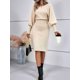 thumbnail image 4 of Suéter de Larga con Cuello Alto y Farol para Mujer, Estilo Formal, Ajustado, Ajustado, Estilo Lápiz, Midi, para Vestir Albaricoque XL, 4 of 7