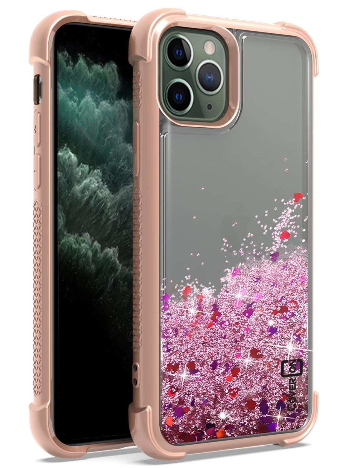 coveron-apple-iphone-11-pro-case-liquid-glitter-bling-clear-tpu-rubber-phone-cover-sparkle