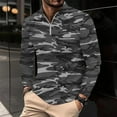 thumbnail image 2 of miqiqism Fashion Camouflage Pullover Shirts for Men Trendy Round Neck Lapel Shirts Casual Long Sleeves Blouses,Gray,Medium, 2 of 5