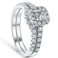 thumbnail image 2 of Pompeii 1 1/4Ct Cushion Halo Diamond Engagement Matching Wedding Ring Set 14K White Gold, 2 of 4