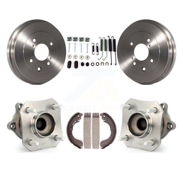 Transit Auto Rear Brake Drum Shoe Hardware and Wheel Hub Bearing Assembly Kit for Car Nissan Sentra - Left Right Side (Driver Passenger) K7D-100210
